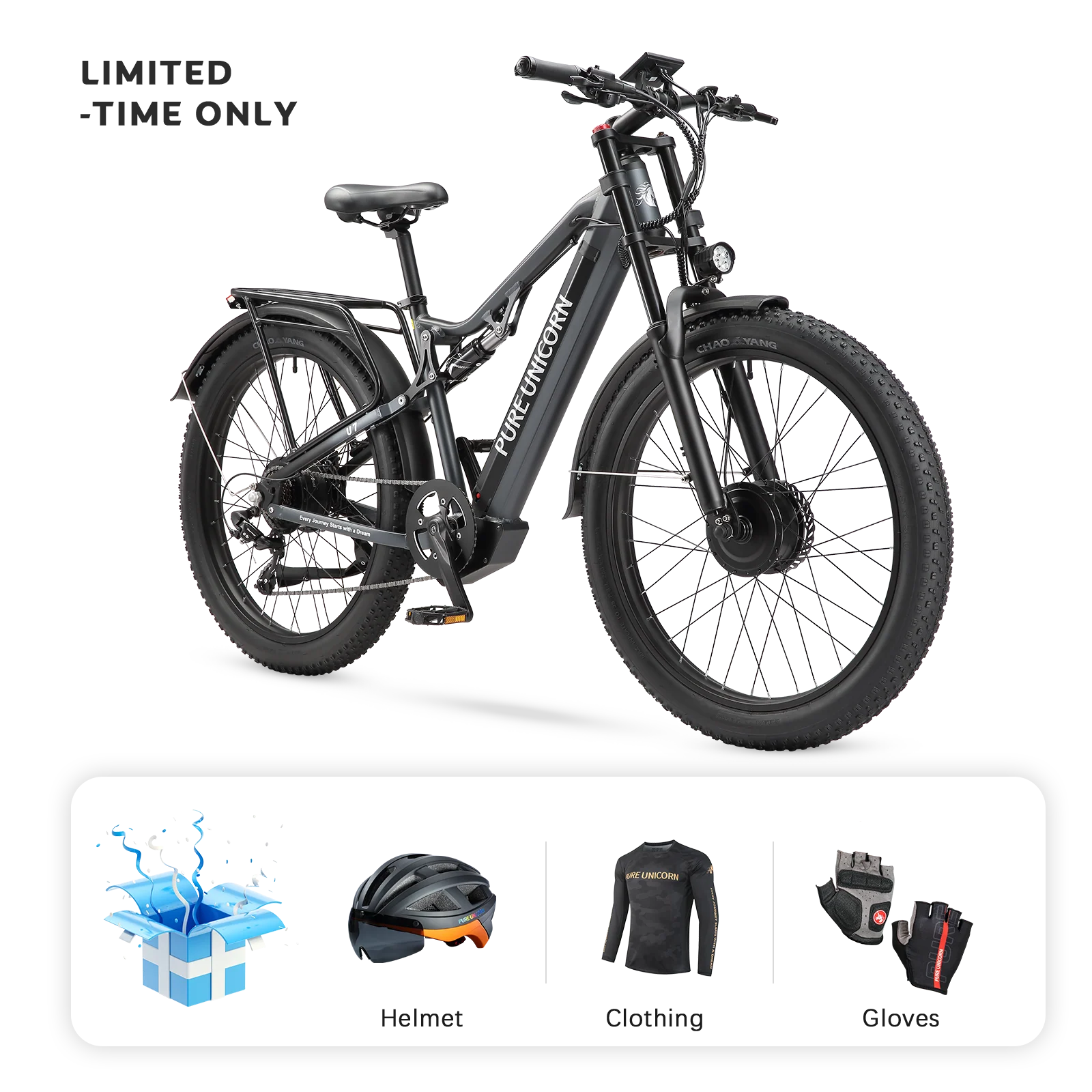 PURE UNICORN U7 48V 2000W 19.2Ah Dual Motor Electric Bike